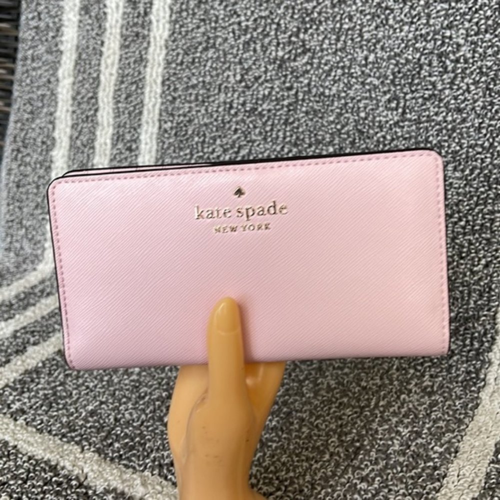 Kate Spade Madison Large Slim Bifold Wallet Conch Pink NWT - Picture 9 of 16